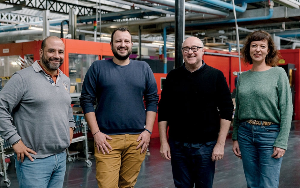 De g. à dr.) Yazid Boussellaoui, Kevin Franco, Emmanuel Druon et Élodie Bia, membres du comité de pilotage de l’entreprise.