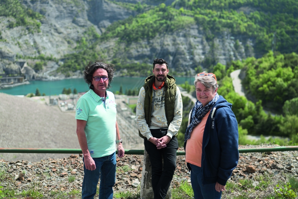 L’équipe CFDT d’EDF Hydro Méditerranée. De gauche à droite, Pascal Vugliano (délégué syndical), Brice Mangin (CSE d’EDF Hydro Med et CSE central d’EDF) et Catherine Cutivet (CSE d’EDF Hydro Med).