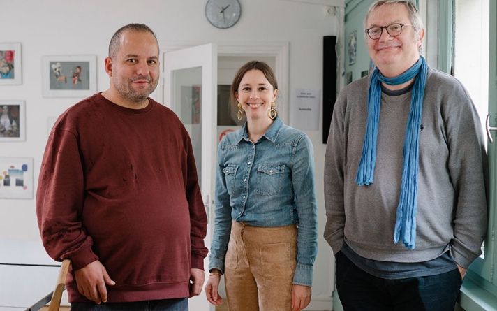 Olivier, membre, Christine Jugeaud, Coordinatrice de la cogestion et de l’insertion professionnelle du Clubhouse parisien et Jean-Noël, 61 ans, ancien haut-cadre de la SNCF.