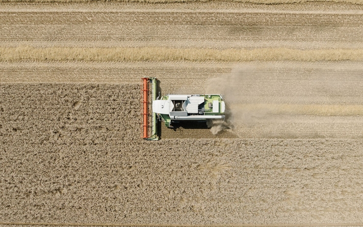 Aux commandes de sa moissonneuse-batteuse, Valentin Gransagnes, agriculteur à Quetigny, récolte du blé, le 9 juillet. Une partie de la récolte sera stockée sur l’exploitation, et le reste partira au silo de Saint-Julien.