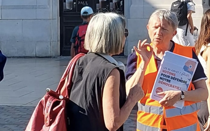 Tractage des militants aquitains, Bordeaux, 28 juin 2024.