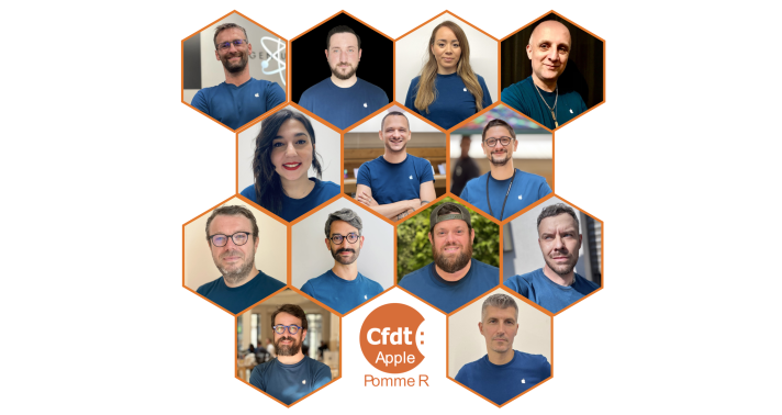 Renaud Chateauroux (au milieu de la deuxième rangée) est délégué syndical et élu CSE d’Apple Retail France.