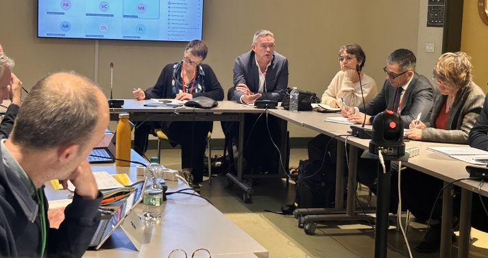 Conférence de presse tenue à l’issue des travaux avec, au centre, Isabelle Mercier, secrétaire nationale, et Yvan Ricordeau, secrétaire général adjoint de la CFDT.