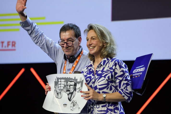 Fito Aguirre (CTA Autónoma, Argentine) avec Marylise Léon…