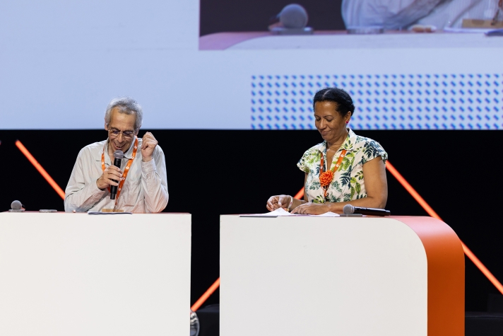Christophe Pauly, président du comité de gestion de la Cnas, et Jocelyne Cabanal, secrétaire nationale et trésorière de la CFDT.