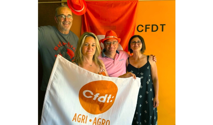 De gauche à droite : Stéphane Gresset, Christelle Dauriac, Robert Allain et Anabela Pereira-Rito… (Fabrice Oyhanondo, le secrétaire général adjoint du SGA 24, était absent le jour où a été prise cette photo.)