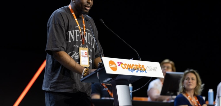 Nouah Camara, du syndicat Commerce et services du Rhône.