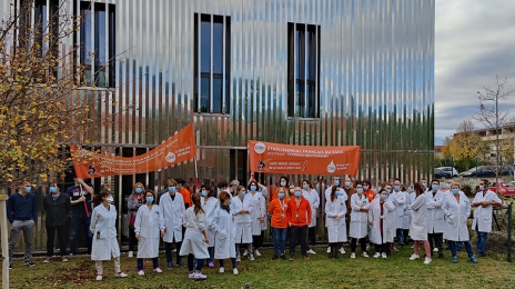 Sur le site de Montpellier, en novembre 2020, les salariés de l’Établissement français du sang se mobilisaient à cause de la non-revalorisation des salaires et du quasi-gel du point d’indice depuis des années.