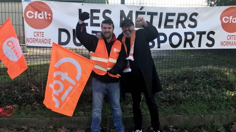 À gauche : Yannis Marie, élu du CSE de l’agence de Caen ; à droite : Fred Rouaux, délégué syndical central. La section CFDT de Loomis s’appuie sur une dizaine de délégués syndicaux…