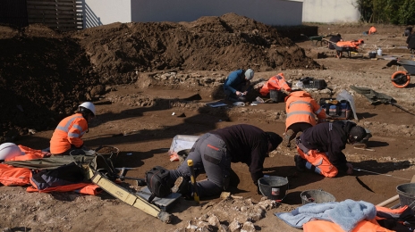 Les archéologues d’Éveha interviennent sur ce camp militaire romain situé au cœur d’un lotissement de Villeneuve-sur-Lot (Lot-et-Garonne)