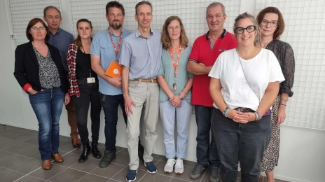 De gauche à droite : Karine Meric, Hervé Le Bechennec, Pauline Gérard, Sébastien Hervé, Hervé Boistault, Charlotte Duval, Hervé Fuzeau, Cécile Arnaune et Cécile Rivoal.