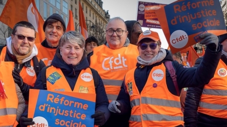Une partie des membres de la section syndicale d’Allianz lors d’une des manifestations contre la réforme des retraites…