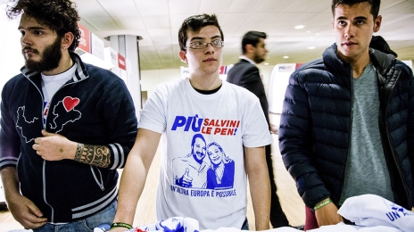 Jeunes militants italiens de la Ligue du Nord.