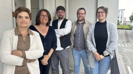 De gauche à droite : Christine Berthou-Ballot, ¿ Mireille XXX ?, ¿ Benoît YYY ?, Kevin Gouez et Lenaïg Cavarec.