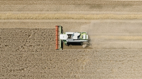Aux commandes de sa moissonneuse-batteuse, Valentin Gransagnes, agriculteur à Quetigny, récolte du blé, le 9 juillet. Une partie de la récolte sera stockée sur l’exploitation, et le reste partira au silo de Saint-Julien.