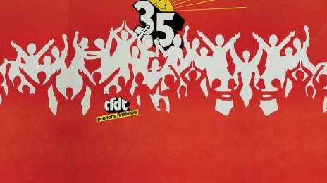 Message sur l'affiche originale : "35. Agir pour l'emploi. CFDT prenons l'initiative". Affiche créée entre 1976 et 1988