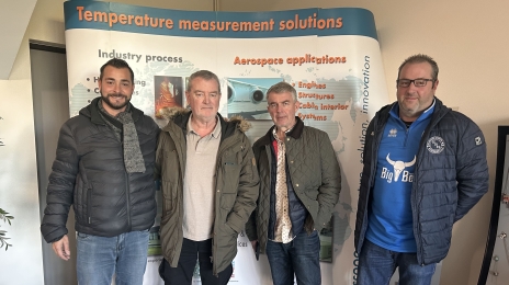 De gauche à droite : Alan Montaron (délégué syndical CFDT de Correge), Dominique Le Morvan (assistant juridique du syndicat CFDT Métaux 76 76 Rouen-Le Havre-Elbeuf-Dieppe [RHED]), Pascal De Maayer (membre du bureau fédéral de la CFDT Métallurgie et secrétaire général du syndicat CFDT Métaux RHED), Jérôme Picouleau (militant de la section syndicale CFDT).