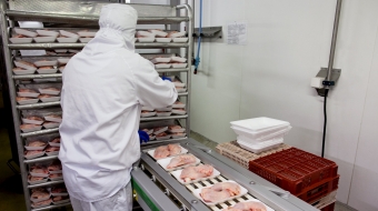 Salarié travaillant dans un abattoir
