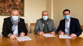 De gauche à droite : Laurent Berger, secrétaire général de la CFDT ; François Hurel, président de l’UAE ; Stéphane Chevet, président d’Union. Mardi 16 mars dans les locaux de la Confédération.