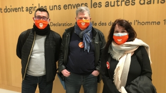Marie-Jeanne, Jean-Luc et Yannick, trois militants CFDT injustement accusés de diffamation.