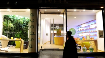 La devanture de l’espace Weleda, dans le 8e arrondissement de Paris.