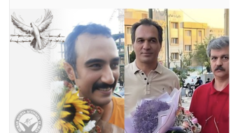 De gauche à droite : Keyvan Mohtadi, Hassan Saeedi et Reza Shahabi, trois prisonniers politiques libérés, le 1er septembre dernier, de la prison d’Evin.