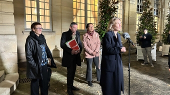 La délégation CFDT –composée, de gauche à droite, par Isabelle Mercier (secrétaire nationale), Yvan Ricordeau (secrétaire général adjoint), Jocelyne Cabanal (secrétaire nationale) et Marylise Léon (secrétaire générale) – a été reçue le mardi 7 janvier à Matignon par François Bayrou.