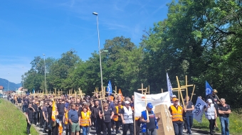 Lors de la journée de mobilisation, à Cluze.