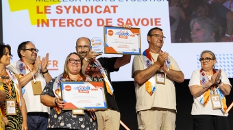 Le prix du meilleur taux d’évolution a été remporté par le Syndicat interco de Savoie lors du 51e congrès de la CFDT, Bordeaux, 24 juin 2026.